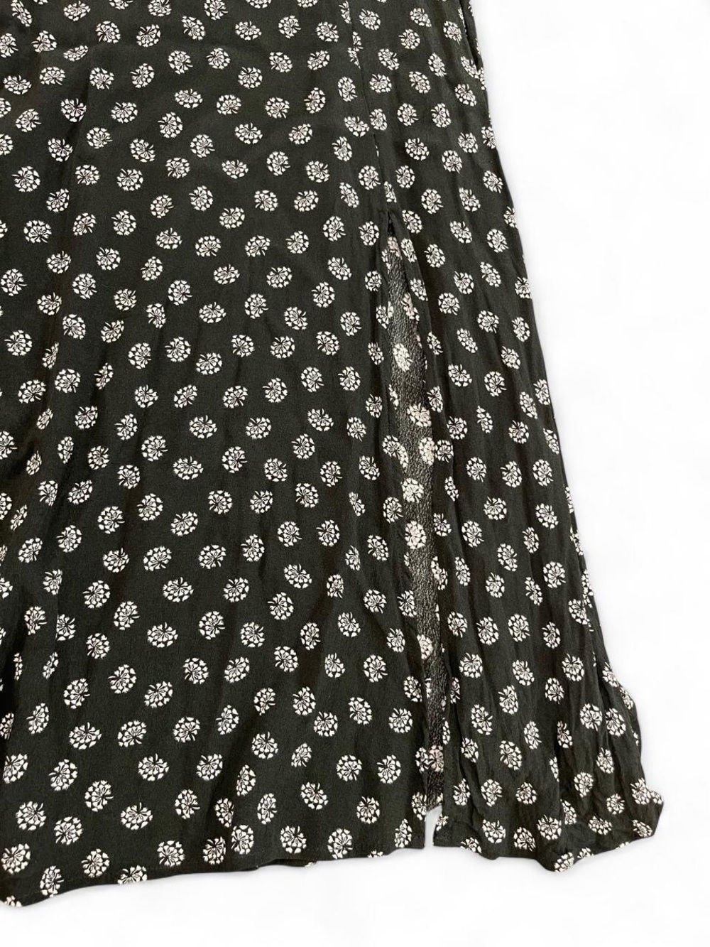 LOFT Black Long-Sleeve Midi Dress with White Floral Print - Picture 6 of 12